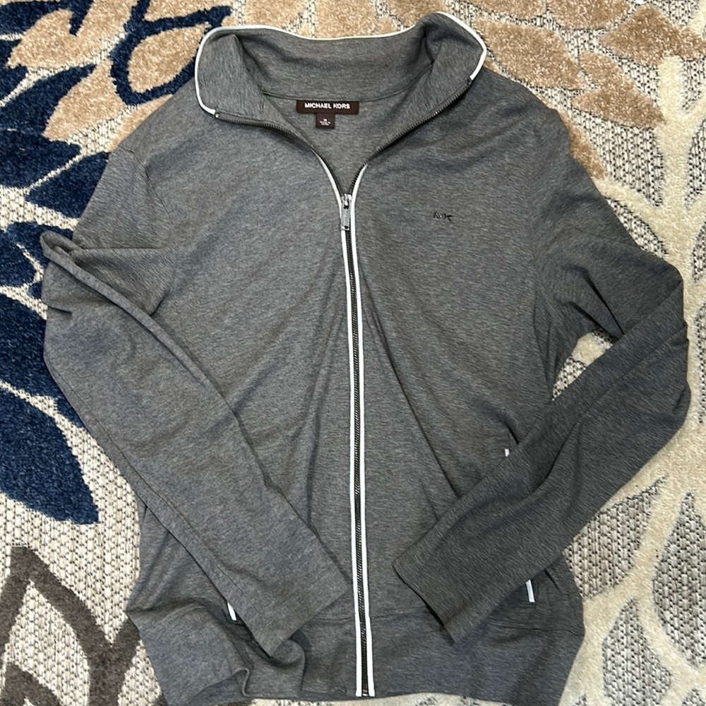 Michael Kors lightweight full zip sweatshirt material jacket. - Gray